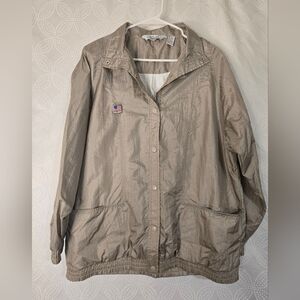 Vtg 90s Women's Beige Windbreaker Jacket
